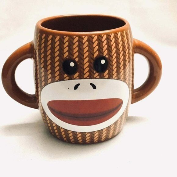 Sock Monkey Coffee Mug Cup Galerie Happy Monkey - Picture 4 of 6